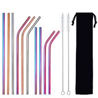Hshiny Stainless Steel Straws Colorful Metal Straws Set Of 10 Reusable Drinking Straws With 2 Cleaning Brush For 20oz/30oz Tumblers