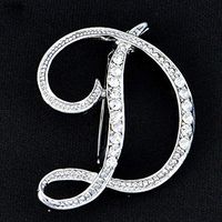 27C1 Womens Lady Rhinestone Crystal Letters Wedding Jewelry Bouquet Brooch Pin Daily Fashion Novelty Aesthetic Party Girls Girl Jewerly Cheap | Pattern - D