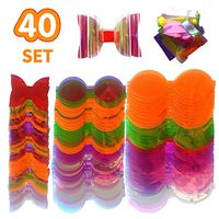 AOUXSEEM Faux Leather Hair Bows DIY Making Kit with Pre Cut Pieces and Hair Clips,Make Fashionable Shiny Hair Clips for Girls Lady Woman Baby (Medium Size, 40 Set, PVC Material)