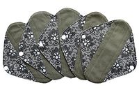 5 Pieces Charcoal Bamboo Mama Cloth/ Menstrual Pads/ Reusable Sanitary Pads (Pantyliner (8 inch), Black Lace)