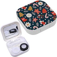 Portable Contact Lens Case Box Travel Kit Mirror + Bottle + Tweezers Container Holder [ Holiday Christmas Cookies ]