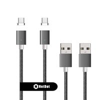 Netdot Gen7 Nylon Braided USB-C Magnetic Fast Charging Cable Compatible with Type-C Smartphone(3.3ft USB-C/2 Pack Gray)