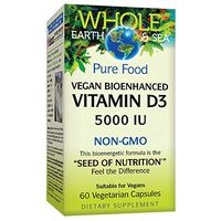 Whole Earth & Sea from Natural Factors, Vitamin D3 5000 IU, Whole Food Supplement, Vegan and Gluten Free, 60 vegetarian capsules (60 servings)