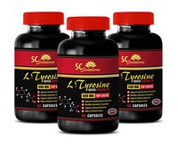 Blood Pressure Optimizer Supplement - L TYROSINE 500MG - Mood Enhancer - Brain Booster Focus - 3 Bottles (180 Capsules)