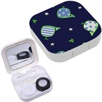Portable Contact Lens Case Box Travel Kit Mirror + Bottle + Tweezers Container Holder [ Marinecute Whales ]