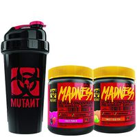 Mutant Madness Power Punch Bundle - Pre-Workout Powders Engineered Exclusively for High-Intensity Workouts with Speciality Shaker Cup, Fruit Punch and Sweet Iced Tea - 225 g x 2