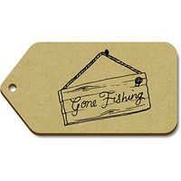 Azeeda 10 x Large 'Gone Fishing' Wooden Gift Tags (TG00044498)