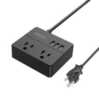 Power Strip with USB, NTONPOWER Travel Power Strip, 2 Outlets 3 USB Desktop Charging Station with 3.3 Ft Cord for Cruise Ship, Travel, Home, Nightstand and Office, Black