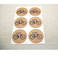 Vintage Bike Stickers, Rustic Round Labels and Envelope Seals by Once Upon Supplies, 1.5 Inches, 60 Stickers