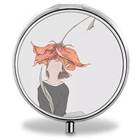 Girl Pill Case, Round Stainless Drug Organizer Container Medicine Cover for Pocket Daily&Weekly