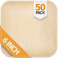 6" Palm Leaf Plates - 50 Pack - Square - Compostable, Biodegradable & Eco-Friendly Party Plates - Sturdy & Heavy Duty Alternative to Plastic, Wood or Disposable Bamboo Plates - By Aevia