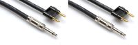 2 Hosa SKJ-610BN 10 Foot 1/4" TS To Dual Banana Speaker Cables