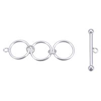 2 Sets Sterling Silver 3 Round Rings Toggle Clasps Adjustable Connector Beads for Jewelry Craft Making SS375