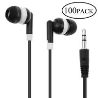 Wholesale Bulk Earbuds Headphones Earphones Individually Bagged 100 Pack Black Compatible for Android, MP3 Player