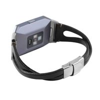 BIYATE Leather Bands Compatible for Fitbit Ionic Watch, Women Men Soft Leather Replacement Wrist Straps Band Bracelet Accessory for Fitbit Ionic