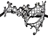 Face mask Shield Veil Guard Screen Domino False Front Metal monocular Diamond Venice Half face mask Dance mask Cosplay Halloween Party Show mask Black