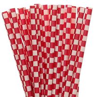 Biodegradable Paper Straws Red Checkered (25)