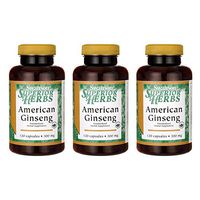 Swanson American Ginseng (Standardized) 300 Milligrams 120 Capsules (3 Pack)