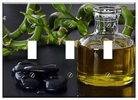 Switch Plate Triple Toggle - Stones Black Oil Massage Oil Massage Bamboo