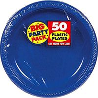 Amscan 630732.105 Bright Royal Big Party Pack Plastic, Blue Plates, 10 1/4"