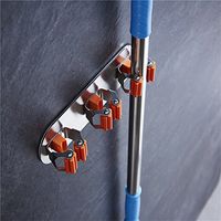 Mop Broom Holder, Stainless Steel Bathroom Kitchen 3M Self Adhesive Rack, Home Organizer Tools Style:Oval 3 Holders