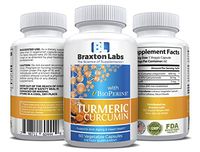Braxton Labs 1200mg Turmeric Dietary Supplement, 95% Curcuminoids with Black Pepper Extract, Natural antioxidant Increases Mobility, Reduces Joint Pain and Inflammation, 60 Capsules