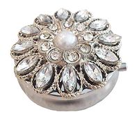 Zumoe Decorated Pill Case - Crystal Waters - Round Silver Pill Box Tablet Medicine Vitamin Organizer Holder