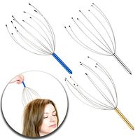 Amazing Offer Set of 3 Light Transportable Therapeutic Head Skin / Scalp Massagers / Massage Tools With Brown, Silver And Blue Colored Handles By VAGA