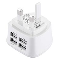 Lomee USB Quick Charger Desktop Charging Station Travel Adapter 4 Port All in One USB Charger Plug with UK Travel Phone Charger