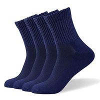 Well Knitting Diabetic Socks for Men & Women Non-Binding Top Quarter Socks 4 Pairs (L, Navy)