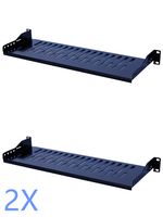2 Pack 1U - 6'' Deep Depth Vented Relay Rack Mount Cantilever Steel Shelf