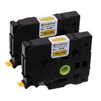 Molshine Compatible Heat Shrink Tube Label Tape, Replacement for Brother HSe621 HSe-621 HS621 HS-621 Black On Yellow 9mm x 1.5m (3/8 inch x 4.9 feet), 2 Pack