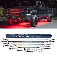 LEDGlow 6pc Red Truck Slimline LED Underbody Underglow Accent Neon Lighting Kit - Solid Color Illumination - Water Resistant, Low Profile Tubes - Included Power Switch Turns Lights On & Off
