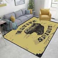 Dinosaur Gingham Bath Mat 3D Digital Printing Mat, Hand Drawn Roaring Tyrannosaurus Portrait Native Spirit Jurassic Wild Animal, Easy Maintenance Area Rug Living Room Bedroom Carpet(3'x 5')