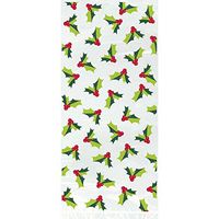 Unique Industries Holly Cellophane Holiday 11.5" Cello Bags, Green Red, 20 CT