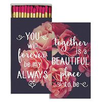 HomArt Large Decorative Together Forever Candle and Fireplace Wood Matches (Set of 2)