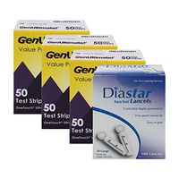 GenUltimate Blood Glucose Test Strips Count for Use with One Touch Ultra, Ultra 2 and Ultra Mini Meter,50 Count Strips with 100 Lancets by Diasta (150 Test Trips 100 Lancents)