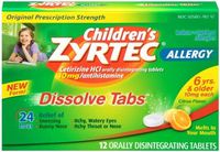 Zyrtec Children's Allergy Dissolve Tablets, Citrus, 12 Count (2 Pack)