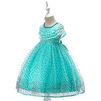 Girls Puff Princess Dress,Children's Polka Dot Print Lace Fake Shawl Costumes Party Tutu Dresses