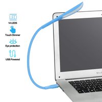 USB Light, PIKADO Premium 14 LED, 3 Brightness Setting Touch-Switch Laptop Light with Flexible Gooseneck (Blue)