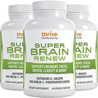 Thrive Naturals Super Brain Renew - Memory Supplement - Brain Food Made from Phosphatidylserine & Bacopa Extract - Best Vitamin Pills for Memory - 180 Vegetarian Capsules - 3 Month Supply (3 Pack)