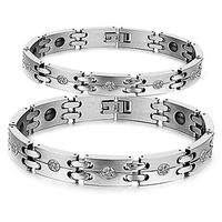 His or Hers Matching Set Couple Titanium Bangle Bracelet Magnetic Simple Korean Style Anti-fatigue in a Gift Box (His)