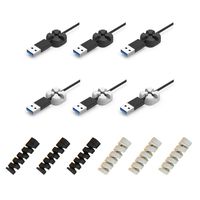 Huture Multipurpose Cable Management 6 one Slot Self Adhesive Cord Organizer/6 Spiral Wire Protector Gift Idea for Phone USB Charging Home Office Cubicle Car Nightstand Desk Accessories, Black/Grey