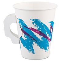 SOLO Cup Company Jazz Hot Paper Cups with Handles, 8 oz., Polycoated, Jazz Design, 50/Bag - 20 sleeves of 50 cups. 1000 per case.