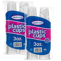[200 Count] PlastiMade 3 Oz Clear Plastic Disposable Reusable Cups For Drinking, Bathroom, Rinsing, Test, Medication, Party, Home, Office, Water, Juice, Kids. 2 Pack