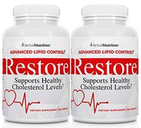 Restore - Cholesterol Lowering Supplement Advanced Lipid Control 2 Bottles 120 Capsules Cardiovascular Health Using All-Natural Bio-Actives Lower Cholesterol in 90 Days Guaranteed