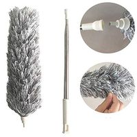 YUIOP Microfiber Feather Duster Extendable Hand Duster (Up To 110 Inch), Microfiber Head With Attached Extension Pole And Clothes Fork Duster For Cleaning House Office For Car (Grey)