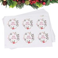 STOBOK Merry Christmas Stickers Holiday Floral Self-Adhesive Xmas Wreath Stickers Gift Wrapping Stickers Envelope Seal for Kids Children Party / 144pcs