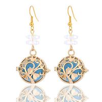 GIONO Tree Heart leaf Crystal Cage Aromatherapy Essential Oil Diffuser Locket Lava Stone Earring Set