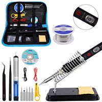 [Upgrade Version] Soldering Iron Kit for Repairing Electronic Tools, Ockered 18-in-1 60w Adjustable Temperature Soldering Iron with ON/OFF Switch, Soldering Iron Tips, Desoldering Pump, Tweezers